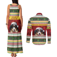 Merry Swissmas Bernese Mountain Dog Couples Matching Tank Maxi Dress and Long Sleeve Button Shirt Switzerland Christmas Pattern LT9 - Wonder Print Shop
