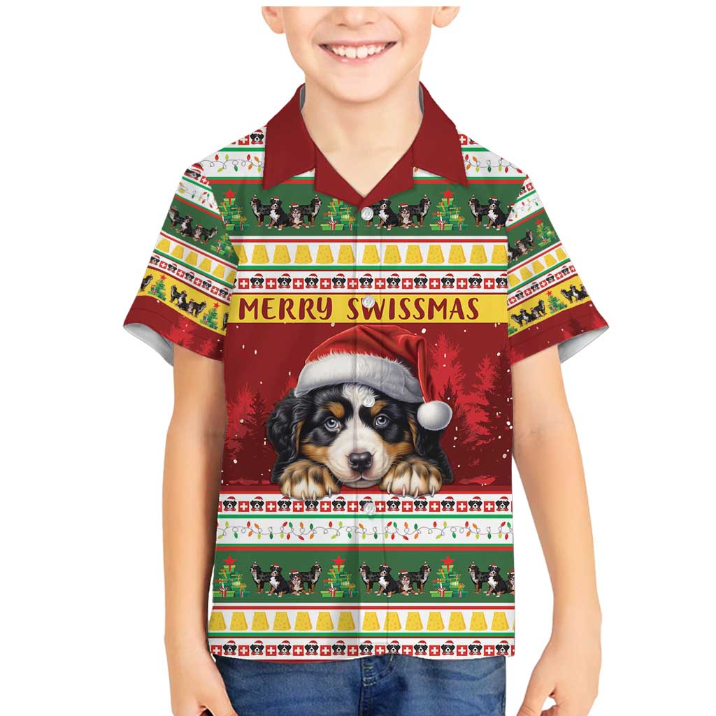 Merry Swissmas Bernese Mountain Dog Family Matching Mermaid Dress and Hawaiian Shirt Switzerland Christmas Pattern LT9 - Wonder Print Shop