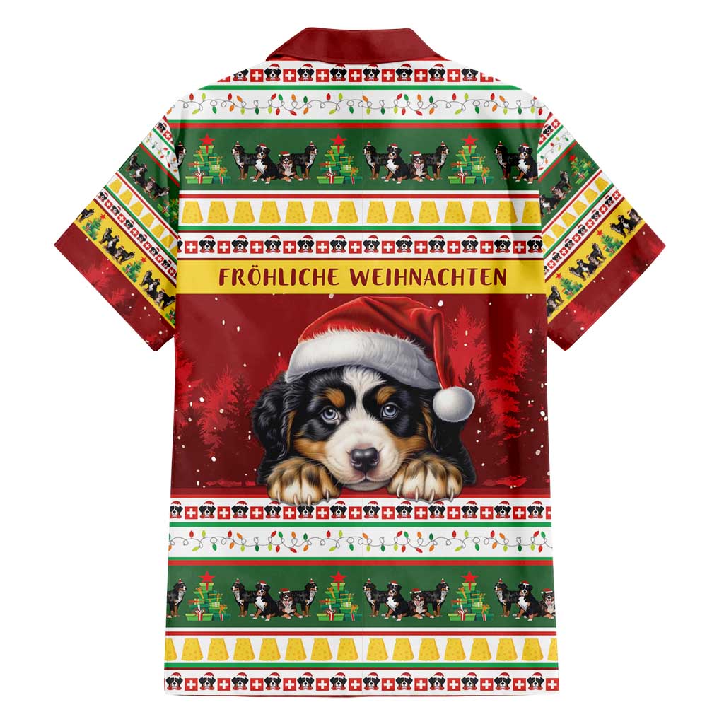 Merry Swissmas Bernese Mountain Dog Family Matching Short Sleeve Bodycon Dress and Hawaiian Shirt Switzerland Christmas Pattern - Wonder Print Shop