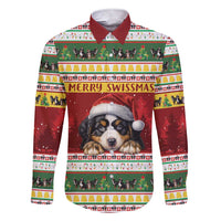 Merry Swissmas Bernese Mountain Dog Family Matching Short Sleeve Bodycon Dress and Hawaiian Shirt Switzerland Christmas Pattern - Wonder Print Shop