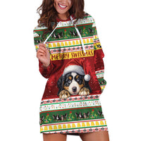 Merry Swissmas Bernese Mountain Dog Hoodie Dress Switzerland Christmas Pattern - Wonder Print Shop