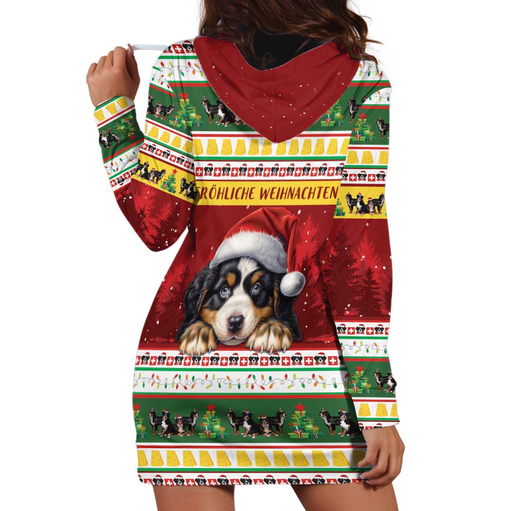 Merry Swissmas Bernese Mountain Dog Hoodie Dress Switzerland Christmas Pattern - Wonder Print Shop