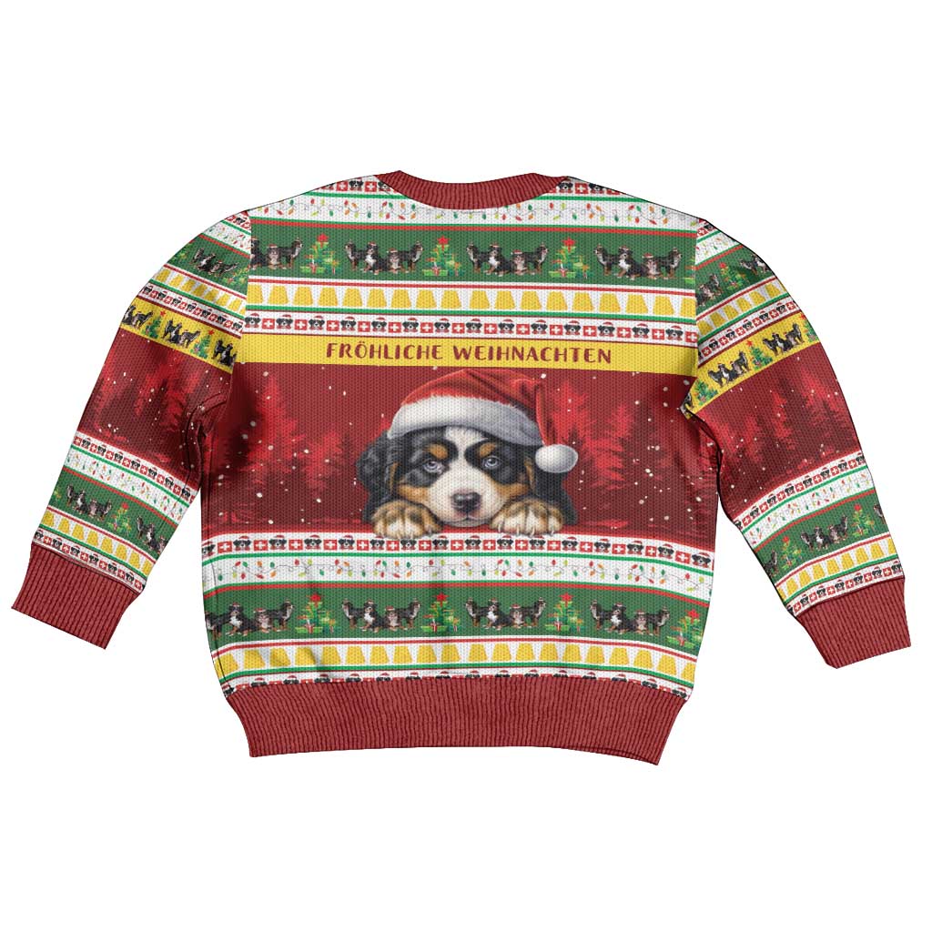 Merry Swissmas Bernese Mountain Dog Kid Ugly Christmas Sweater Switzerland Christmas Pattern - Wonder Print Shop