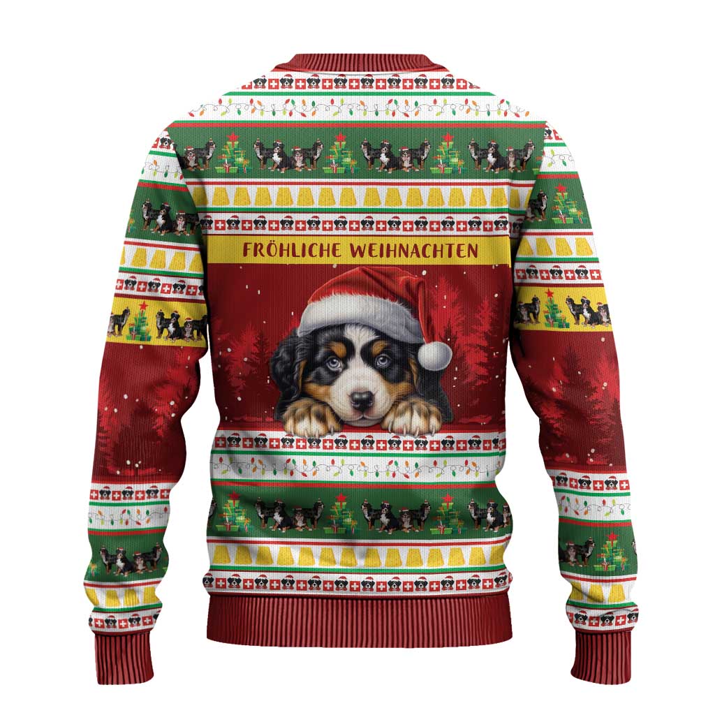 Merry Swissmas Bernese Mountain Dog Ugly Christmas Sweater Switzerland Christmas Pattern - Wonder Print Shop