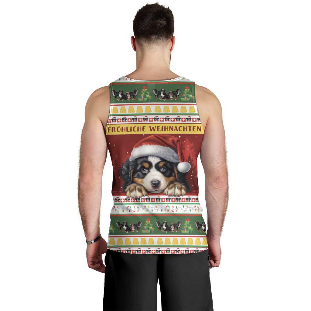 Merry Swissmas Bernese Mountain Dog Men Tank Top Switzerland Christmas Pattern - Wonder Print Shop