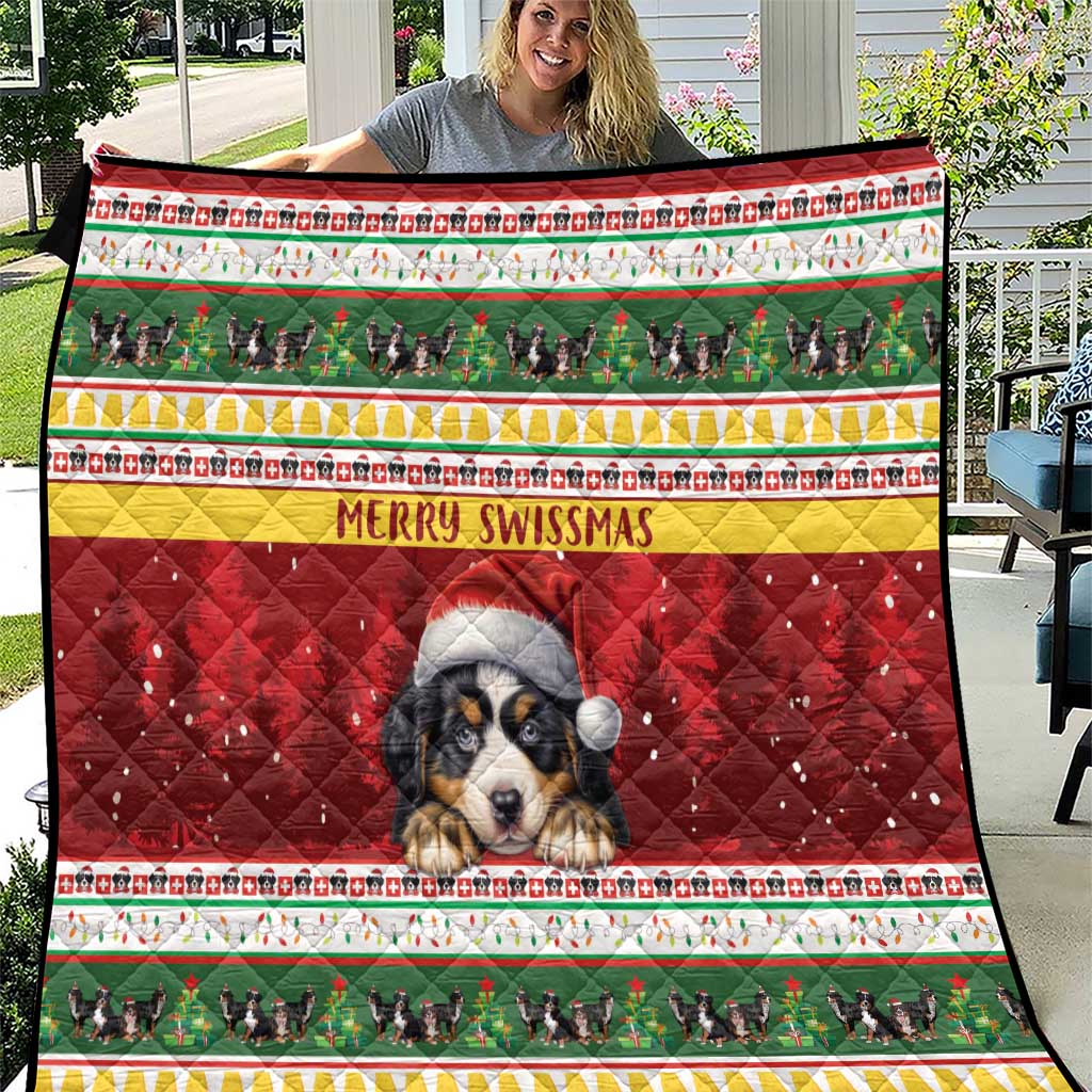 Merry Swissmas Bernese Mountain Dog Quilt Switzerland Christmas Pattern - Wonder Print Shop