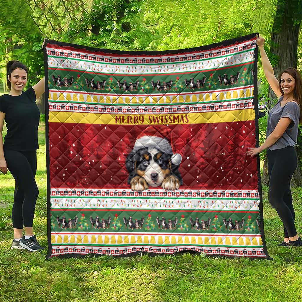 Merry Swissmas Bernese Mountain Dog Quilt Switzerland Christmas Pattern - Wonder Print Shop