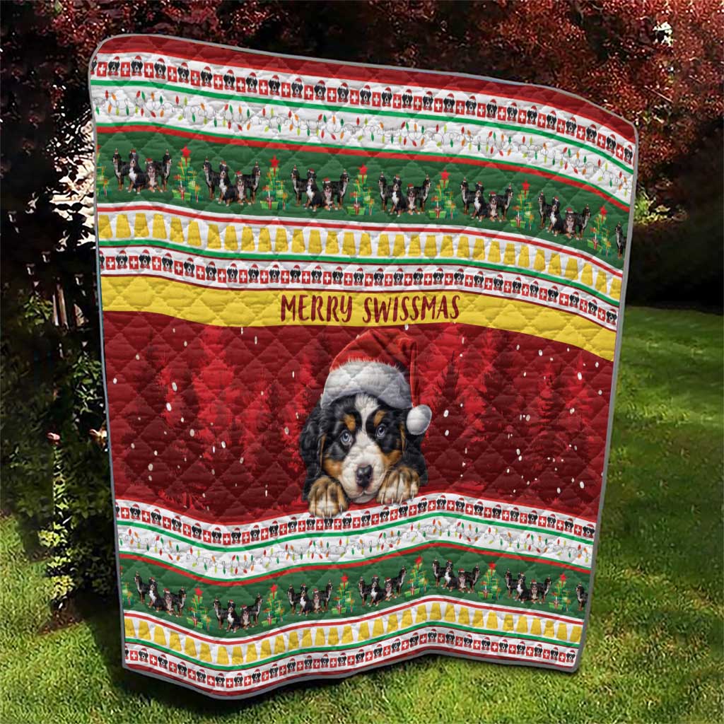 Merry Swissmas Bernese Mountain Dog Quilt Switzerland Christmas Pattern - Wonder Print Shop