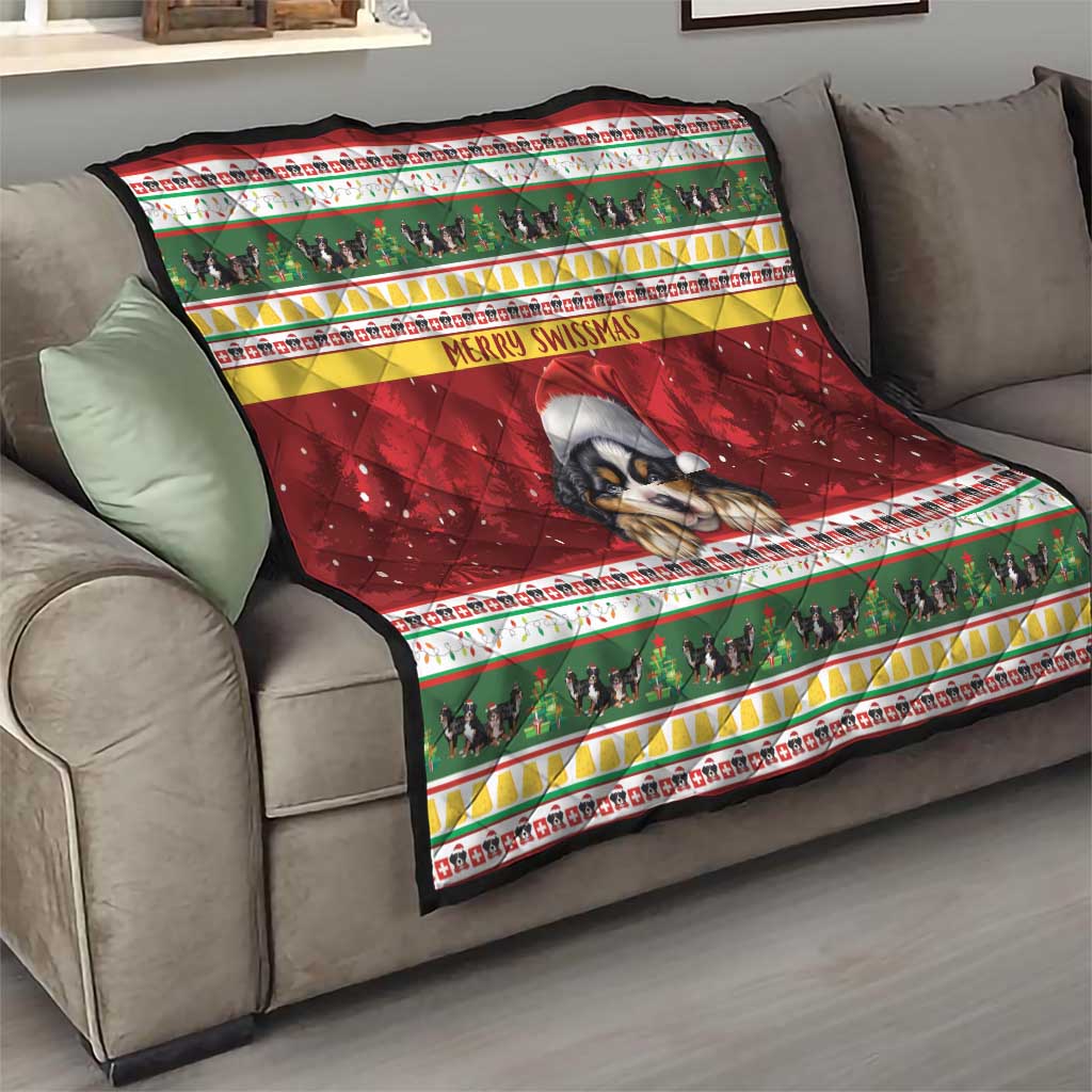 Merry Swissmas Bernese Mountain Dog Quilt Switzerland Christmas Pattern - Wonder Print Shop