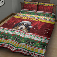 Merry Swissmas Bernese Mountain Dog Quilt Bed Set Switzerland Christmas Pattern - Wonder Print Shop