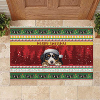 Merry Swissmas Bernese Mountain Dog Rubber Doormat Switzerland Christmas Pattern - Wonder Print Shop