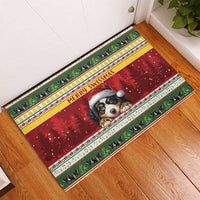 Merry Swissmas Bernese Mountain Dog Rubber Doormat Switzerland Christmas Pattern - Wonder Print Shop