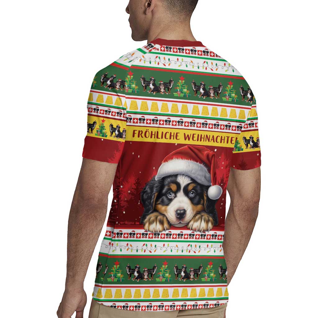 Merry Swissmas Bernese Mountain Dog Rugby Jersey Switzerland Christmas Pattern - Wonder Print Shop