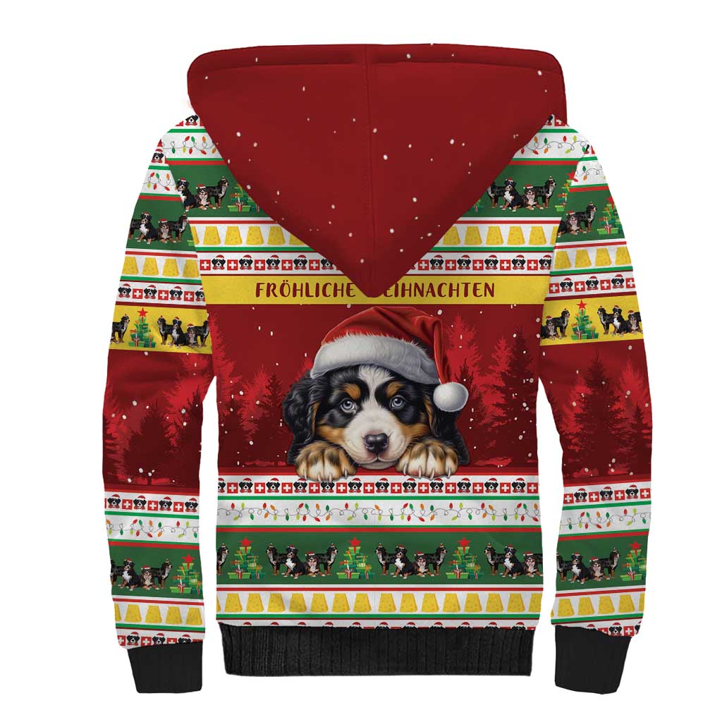 Merry Swissmas Bernese Mountain Dog Sherpa Hoodie Switzerland Christmas Pattern - Wonder Print Shop