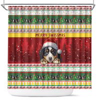 Merry Swissmas Bernese Mountain Dog Shower Curtain Switzerland Christmas Pattern