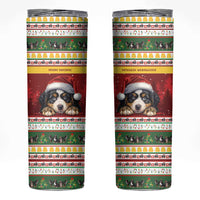 Merry Swissmas Bernese Mountain Dog Skinny Tumbler Switzerland Christmas Pattern - Wonder Print Shop