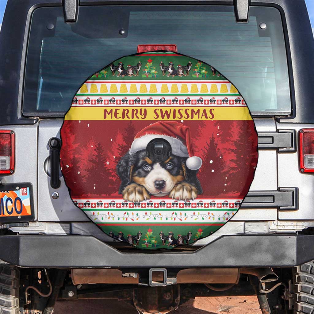 Merry Swissmas Bernese Mountain Dog Spare Tire Cover Switzerland Christmas Pattern - Wonder Print Shop