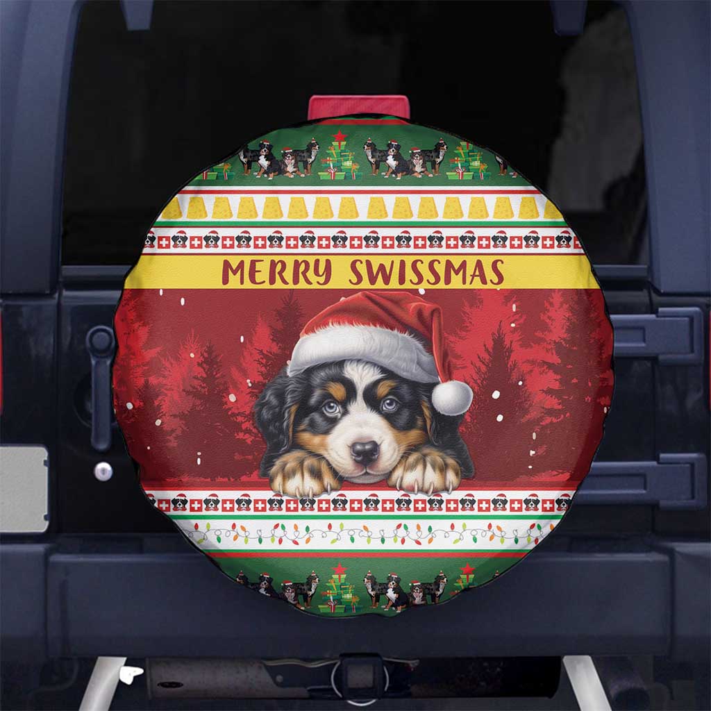 Merry Swissmas Bernese Mountain Dog Spare Tire Cover Switzerland Christmas Pattern - Wonder Print Shop