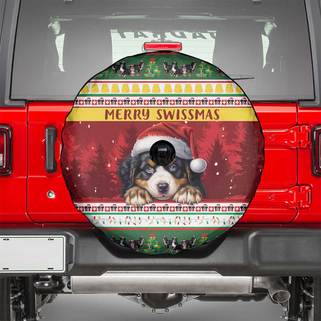 Merry Swissmas Bernese Mountain Dog Spare Tire Cover Switzerland Christmas Pattern - Wonder Print Shop