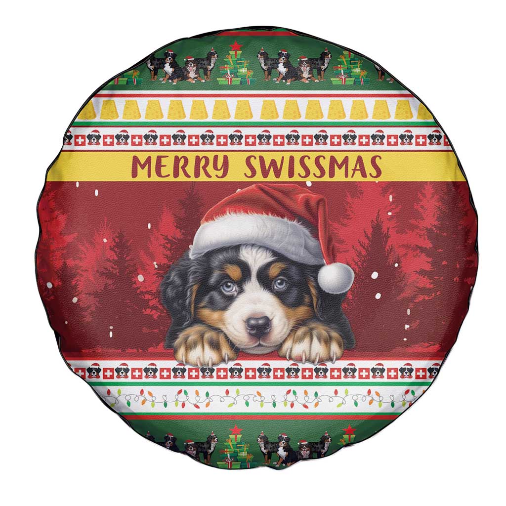 Merry Swissmas Bernese Mountain Dog Spare Tire Cover Switzerland Christmas Pattern - Wonder Print Shop