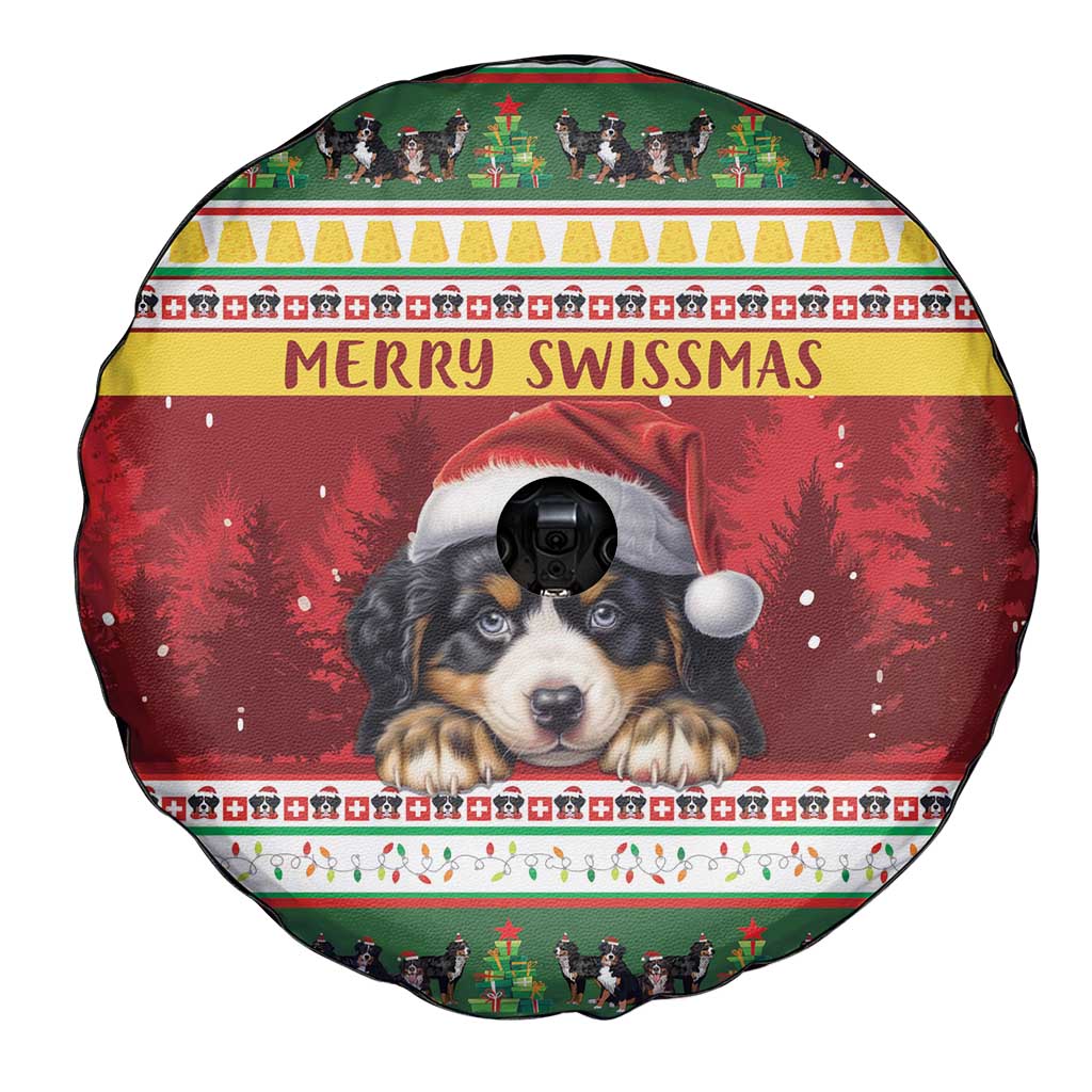 Merry Swissmas Bernese Mountain Dog Spare Tire Cover Switzerland Christmas Pattern - Wonder Print Shop