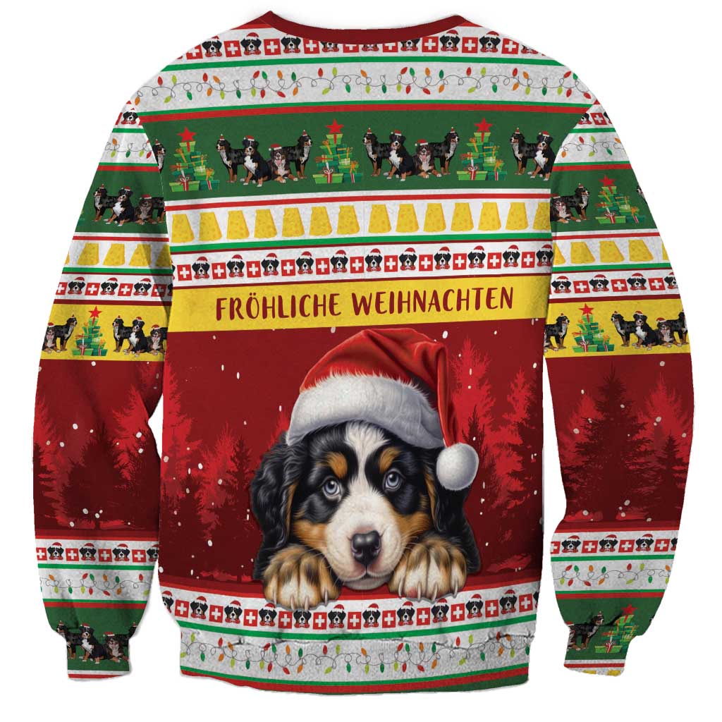 Merry Swissmas Bernese Mountain Dog Sweatshirt Switzerland Christmas Pattern - Wonder Print Shop