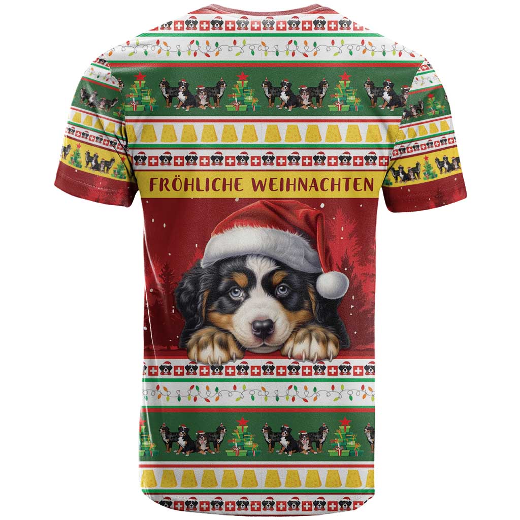 Merry Swissmas Bernese Mountain Dog T Shirt Switzerland Christmas Pattern - Wonder Print Shop
