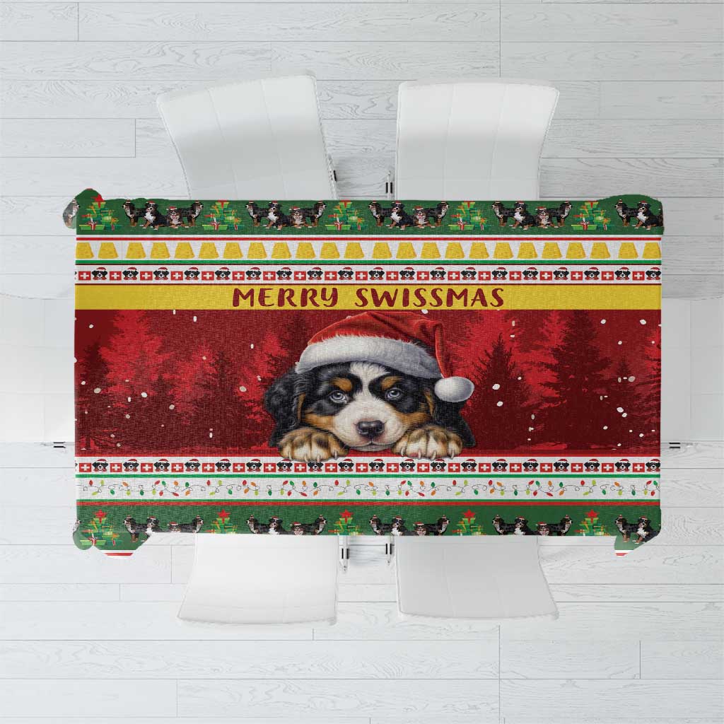 Merry Swissmas Bernese Mountain Dog Tablecloth Switzerland Christmas Pattern - Wonder Print Shop