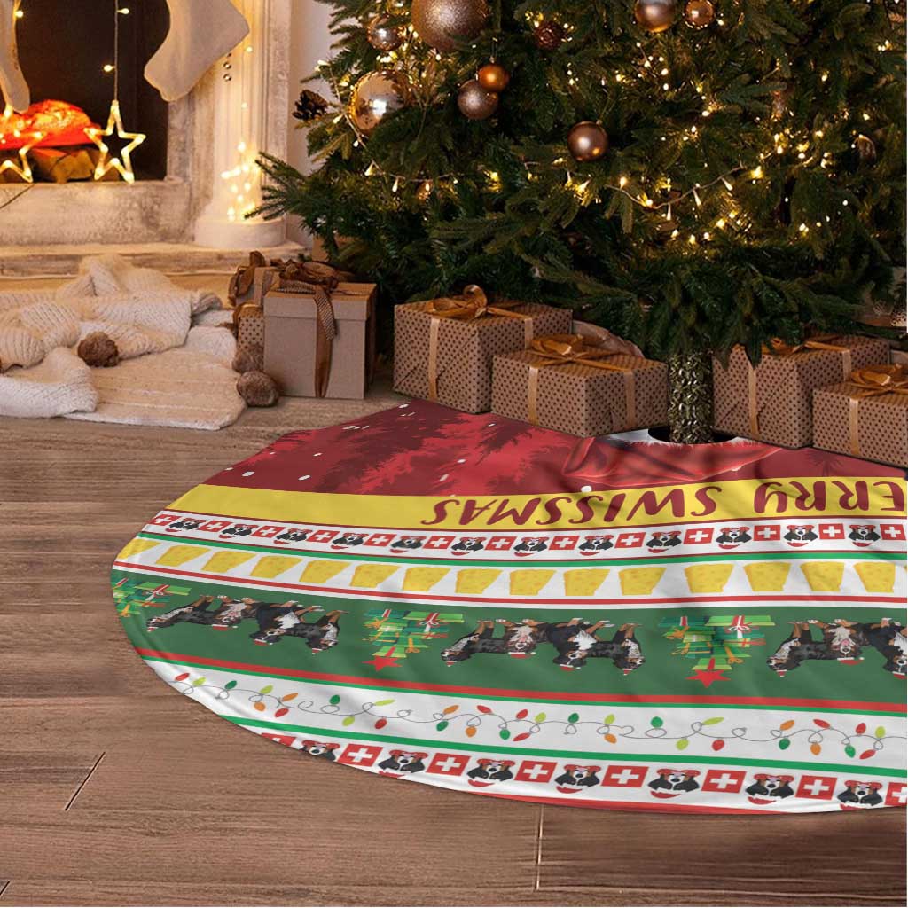 Merry Swissmas Bernese Mountain Dog Tree Skirt Switzerland Christmas Pattern - Wonder Print Shop