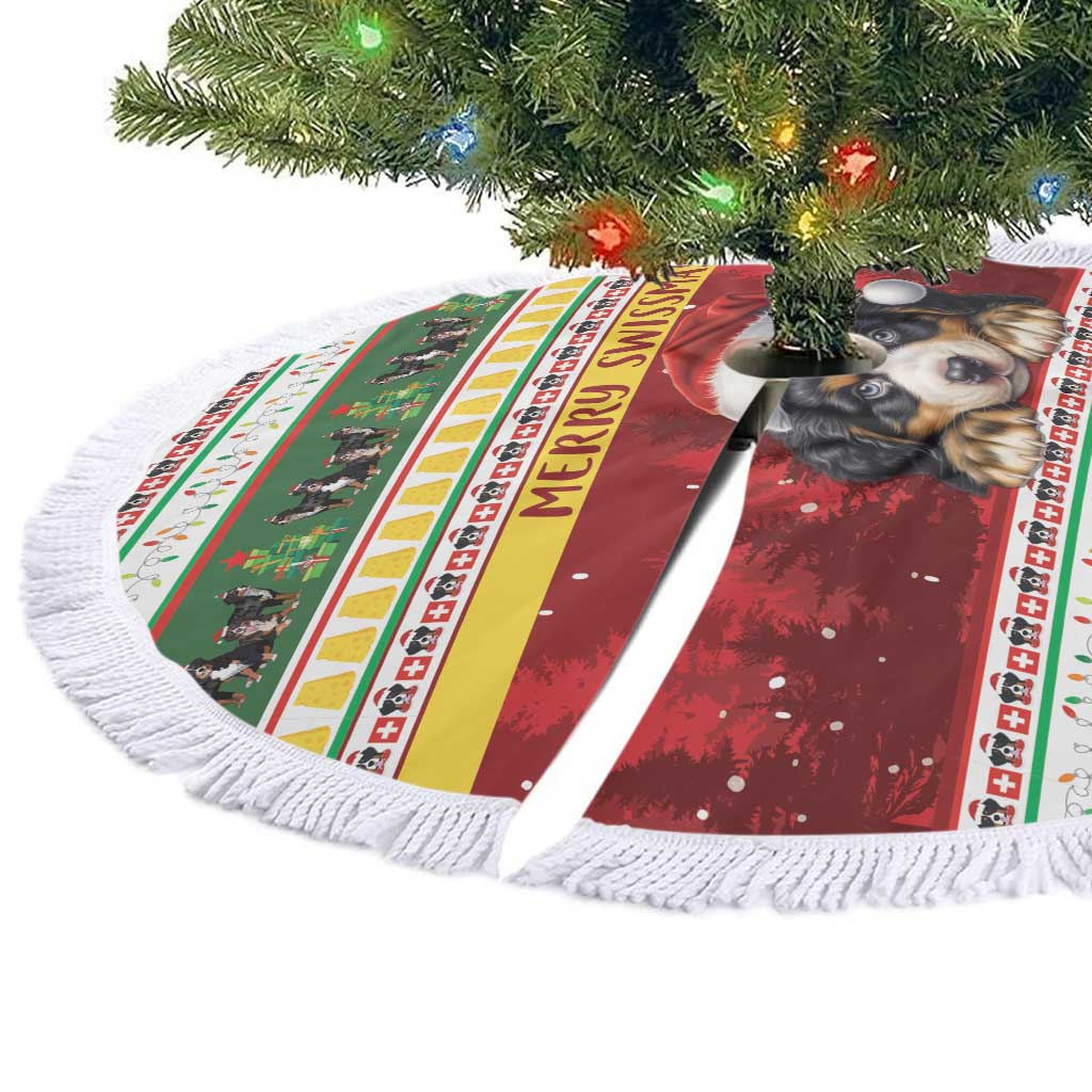 Merry Swissmas Bernese Mountain Dog Tree Skirt Switzerland Christmas Pattern - Wonder Print Shop