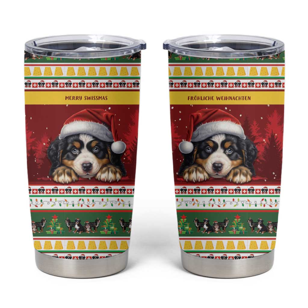 Merry Swissmas Bernese Mountain Dog Tumbler Cup Switzerland Christmas Pattern - Wonder Print Shop