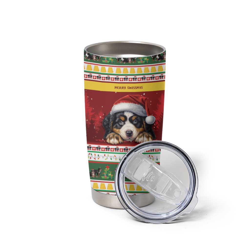 Merry Swissmas Bernese Mountain Dog Tumbler Cup Switzerland Christmas Pattern - Wonder Print Shop