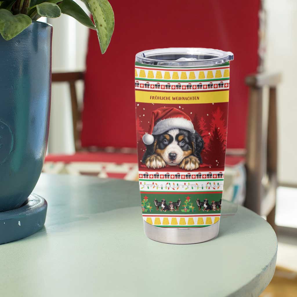Merry Swissmas Bernese Mountain Dog Tumbler Cup Switzerland Christmas Pattern - Wonder Print Shop