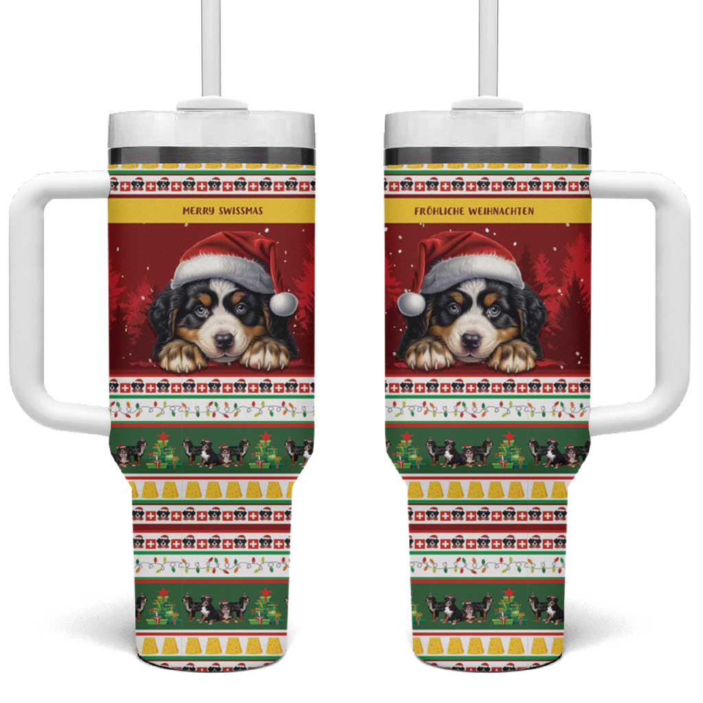 Merry Swissmas Bernese Mountain Dog Tumbler With Handle Switzerland Christmas Pattern - Wonder Print Shop