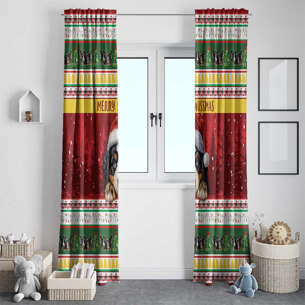 Merry Swissmas Bernese Mountain Dog Window Curtain Switzerland Christmas Pattern - Wonder Print Shop