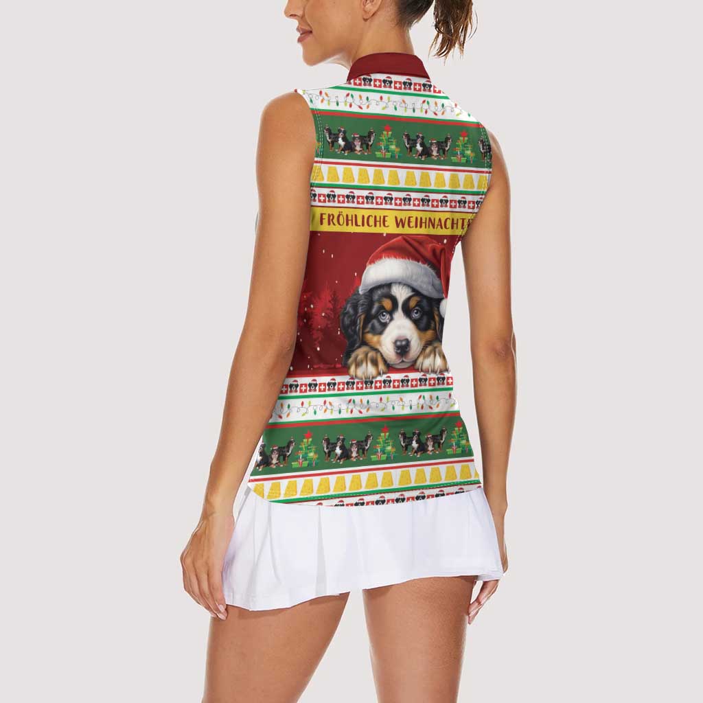 Merry Swissmas Bernese Mountain Dog Women Sleeveless Polo Shirt Switzerland Christmas Pattern - Wonder Print Shop