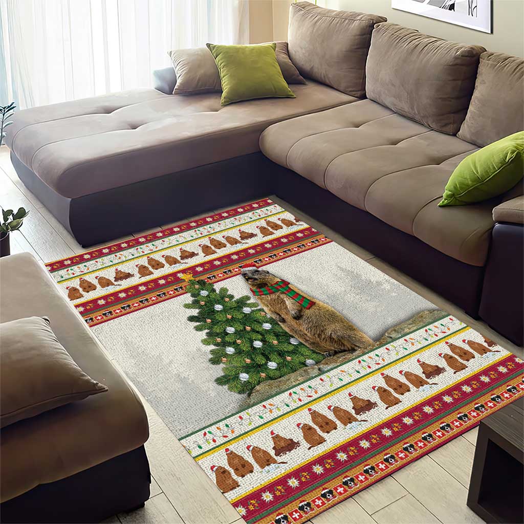 Merry Swissmas Marmot Santa Area Rug Switzerland Christmas Pattern LT9 - Wonder Print Shop