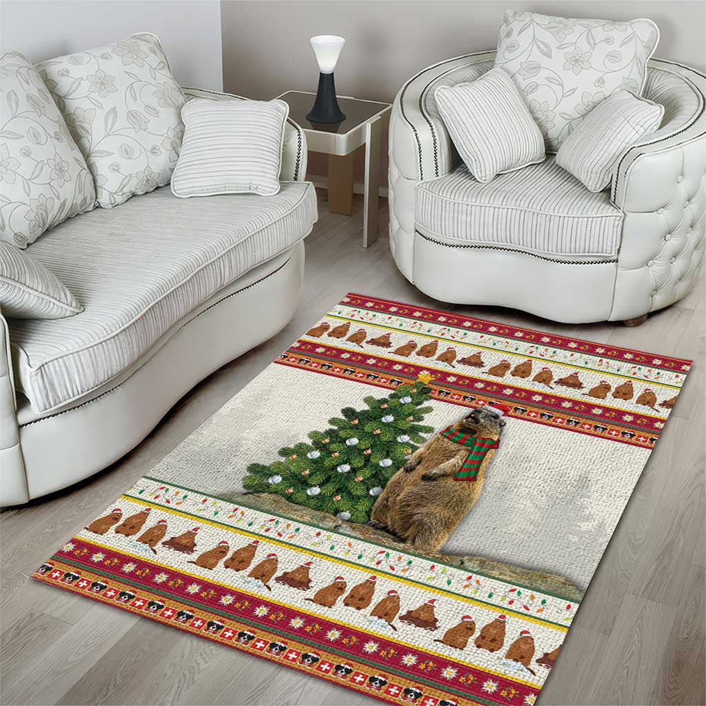 Merry Swissmas Marmot Santa Area Rug Switzerland Christmas Pattern LT9 - Wonder Print Shop