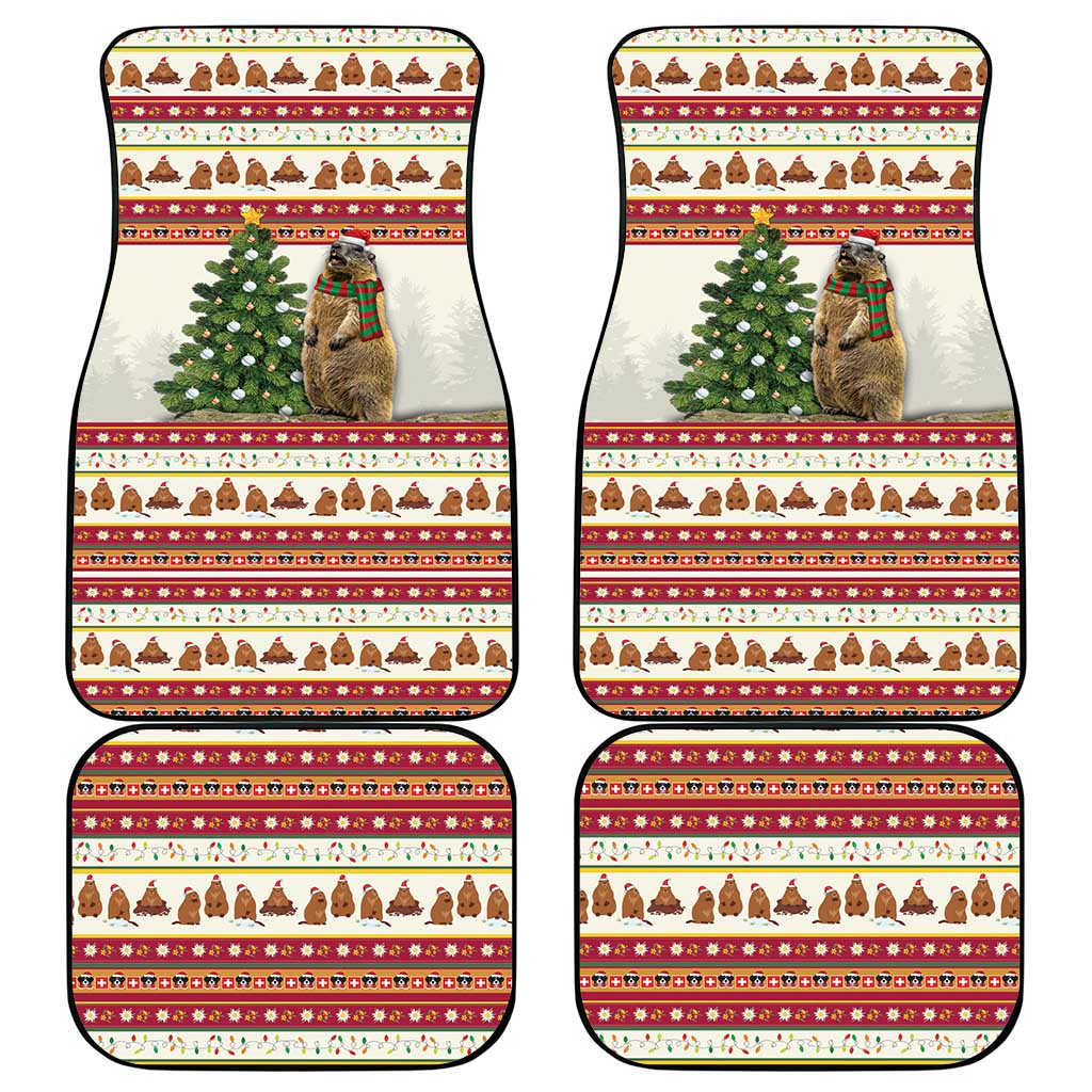 Merry Swissmas Marmot Santa Car Mats Switzerland Christmas Pattern LT9 - Wonder Print Shop