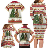 Merry Swissmas Marmot Santa Family Matching Long Sleeve Bodycon Dress and Hawaiian Shirt Switzerland Christmas Pattern LT9 - Wonder Print Shop