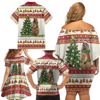 Merry Swissmas Marmot Santa Family Matching Off Shoulder Short Dress and Hawaiian Shirt Switzerland Christmas Pattern LT9 - Wonder Print Shop