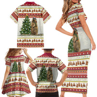Merry Swissmas Marmot Santa Family Matching Short Sleeve Bodycon Dress and Hawaiian Shirt Switzerland Christmas Pattern - Wonder Print Shop