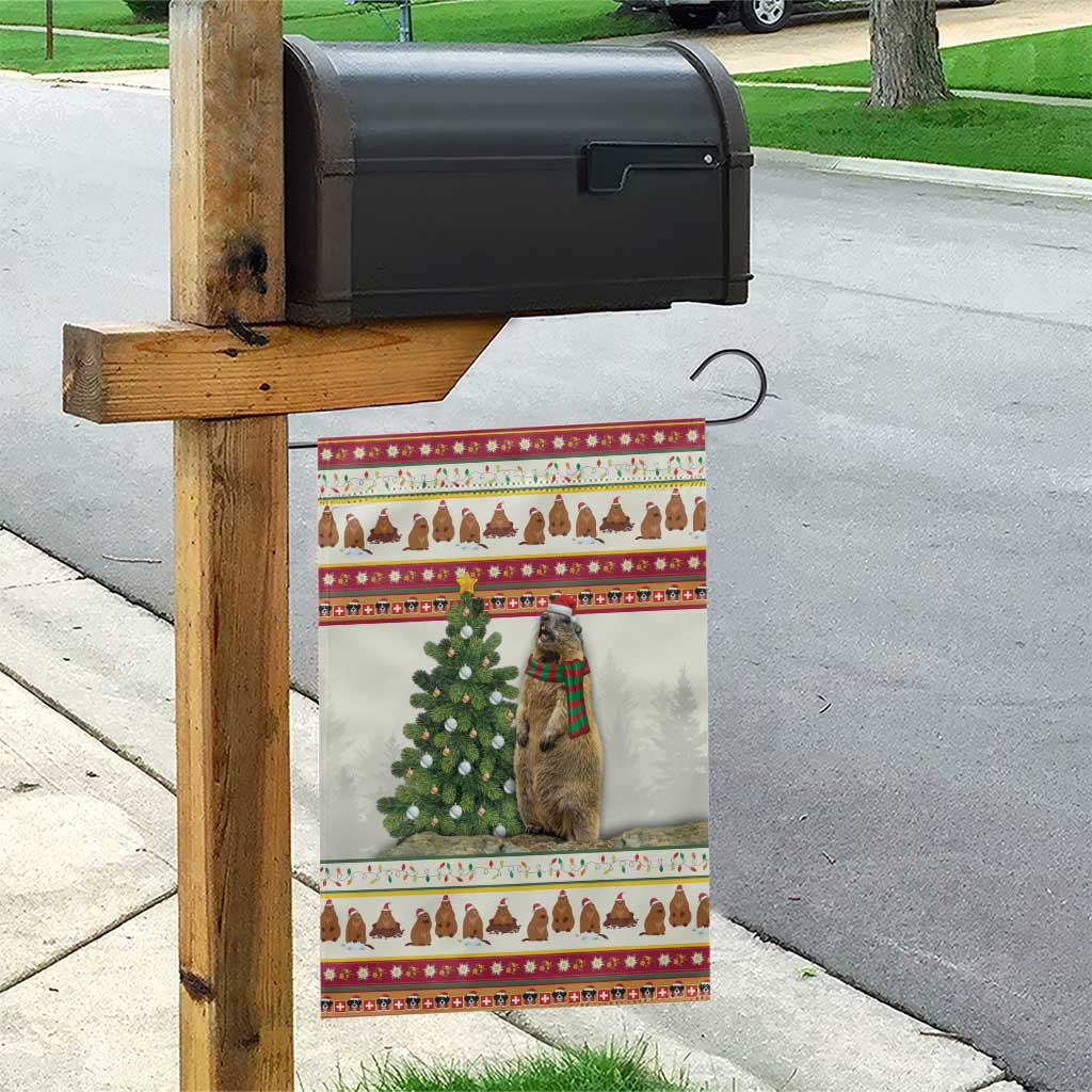 Merry Swissmas Marmot Santa Garden Flag Switzerland Christmas Pattern - Wonder Print Shop