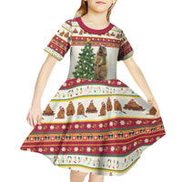 Merry Swissmas Marmot Santa Kid Short Sleeve Dress Switzerland Christmas Pattern - Wonder Print Shop
