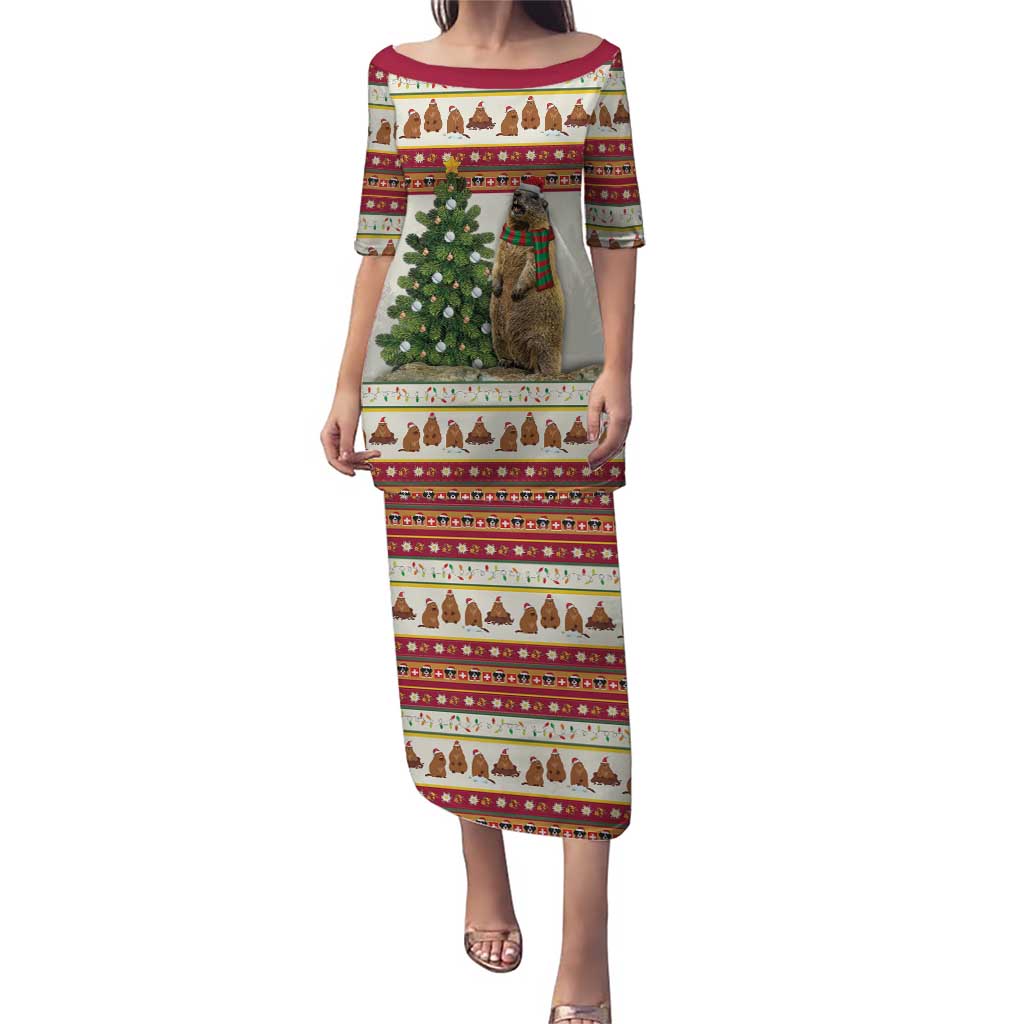 Merry Swissmas Marmot Santa Puletasi Switzerland Christmas Pattern - Wonder Print Shop