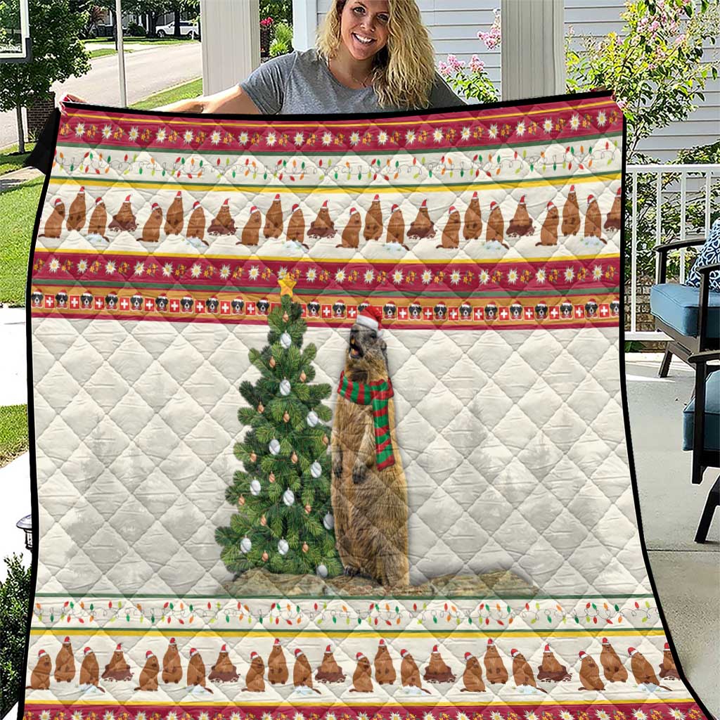 Merry Swissmas Marmot Santa Quilt Switzerland Christmas Pattern - Wonder Print Shop
