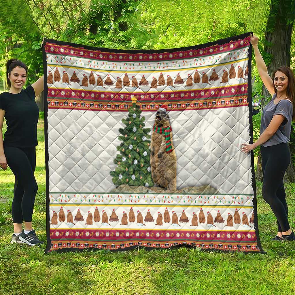 Merry Swissmas Marmot Santa Quilt Switzerland Christmas Pattern - Wonder Print Shop