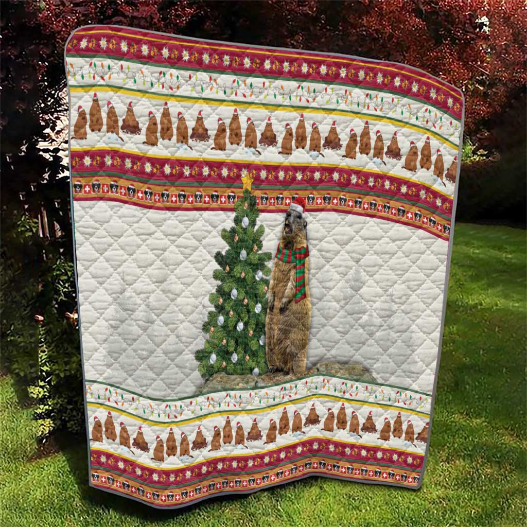Merry Swissmas Marmot Santa Quilt Switzerland Christmas Pattern - Wonder Print Shop