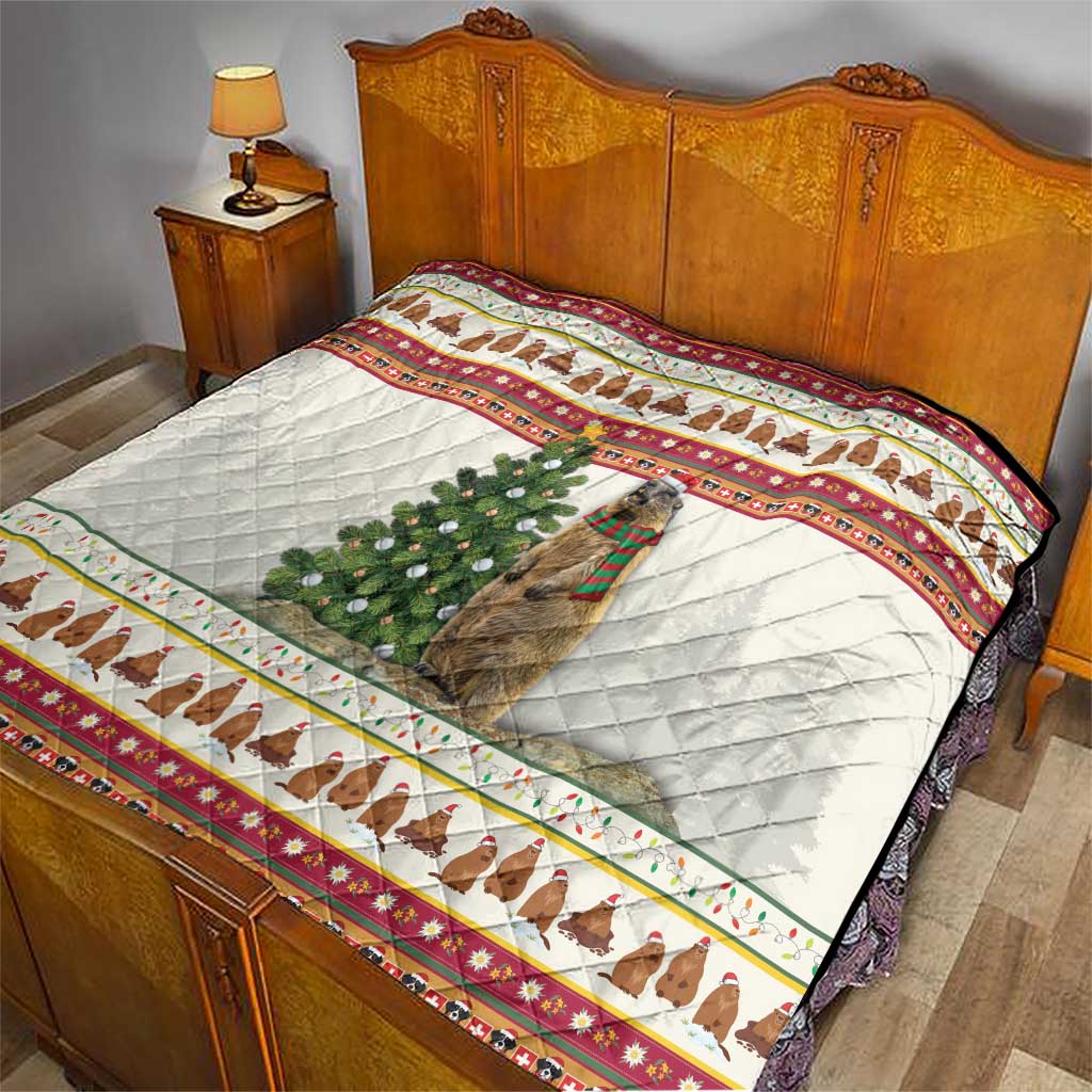 Merry Swissmas Marmot Santa Quilt Switzerland Christmas Pattern - Wonder Print Shop