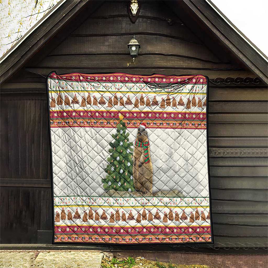 Merry Swissmas Marmot Santa Quilt Switzerland Christmas Pattern - Wonder Print Shop